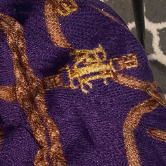 Ralph Lauren Equestrian Infinity Scarf Purple & Gold - Picture 2 of 4